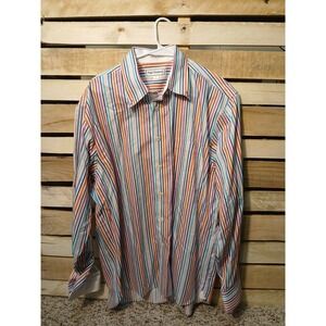 Paul Fredrick Dress Shirt Mens 2L Multicolor Stripe Long Sleeve Cotton